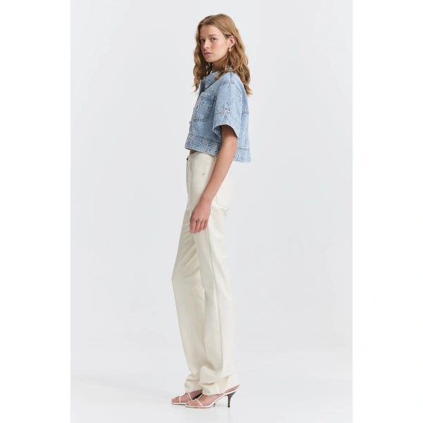 Aje Coast Logo Denim Shirt in Light Wash Blue | Shirts | Coveti