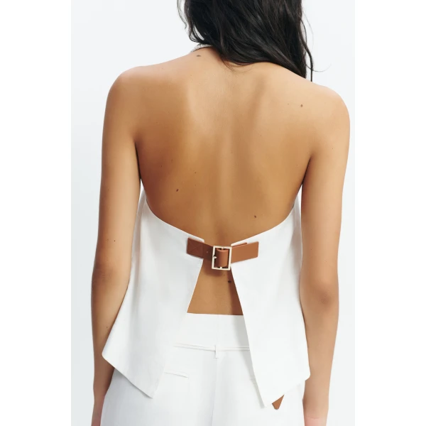 Aje Corine Halter Top in White | Tops | Coveti