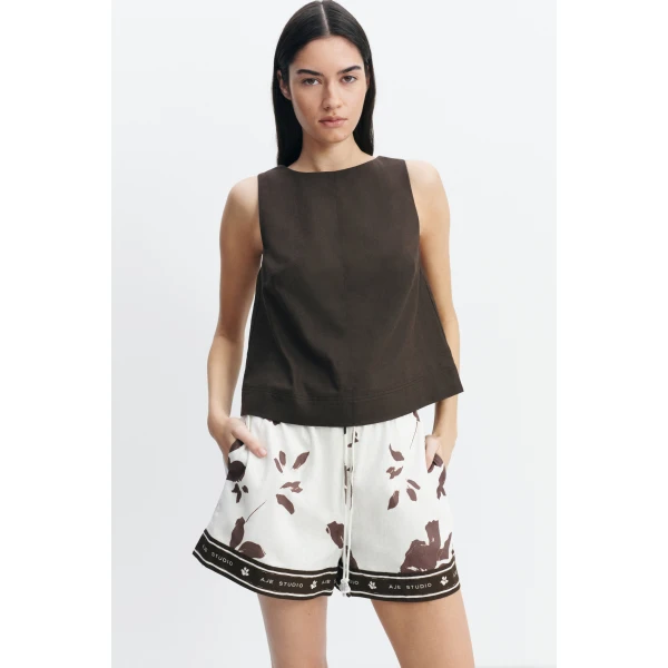 Aje Corine High Neck Top in Chocolate | Tops | Coveti