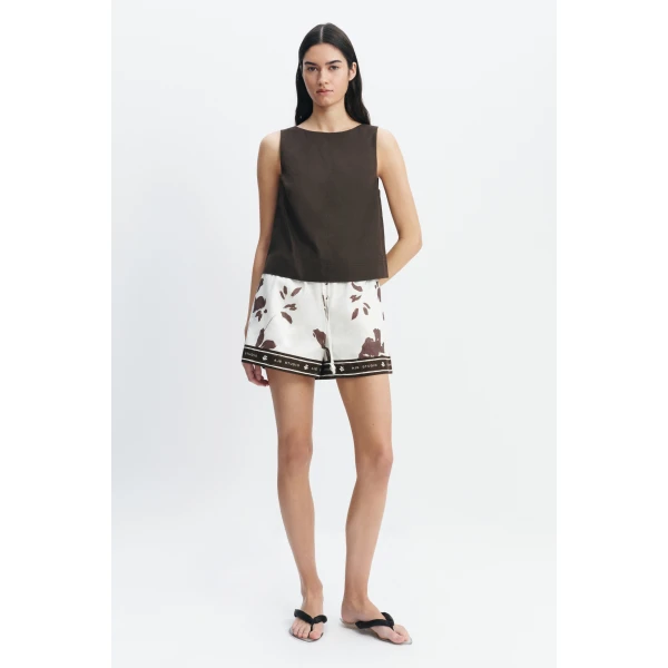 Aje Corine High Neck Top in Chocolate | Tops | Coveti