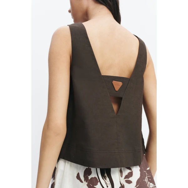 Aje Corine High Neck Top in Chocolate | Tops | Coveti