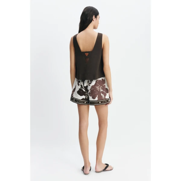 Aje Corine High Neck Top in Chocolate | Tops | Coveti