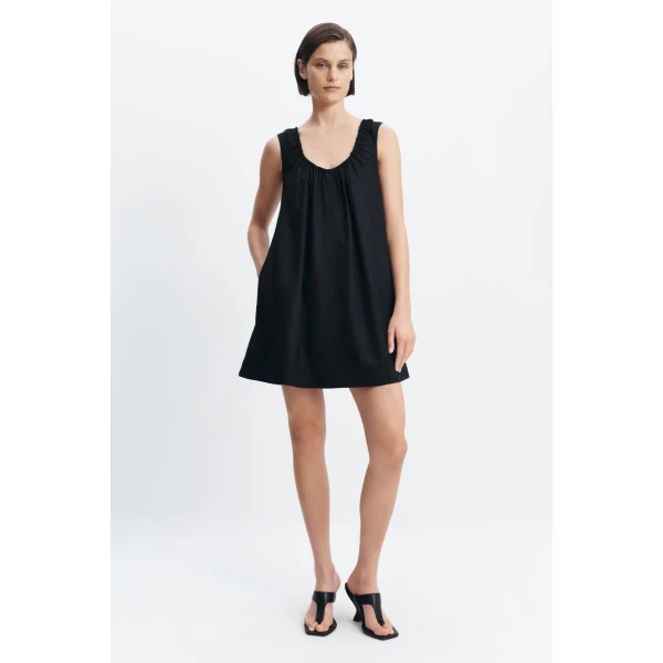 Aje Corine Linen Mini Dress in Black | Mini Dresses | Coveti
