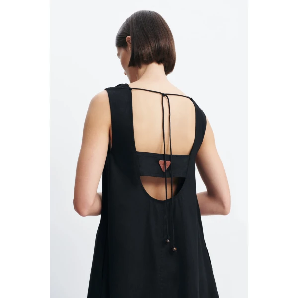Aje Corine Linen Mini Dress in Black | Mini Dresses | Coveti