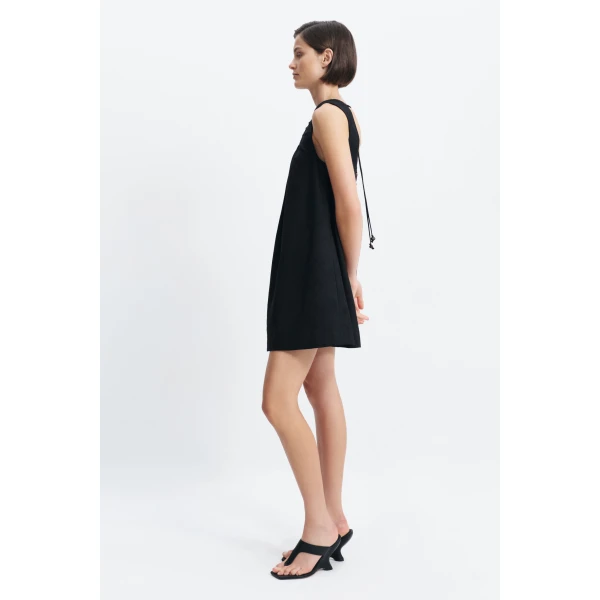Aje Corine Linen Mini Dress in Black | Mini Dresses | Coveti