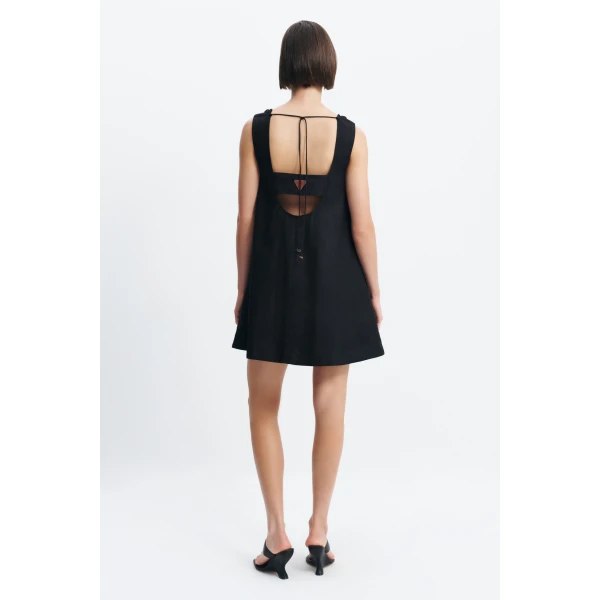 Aje Corine Linen Mini Dress in Black | Mini Dresses | Coveti