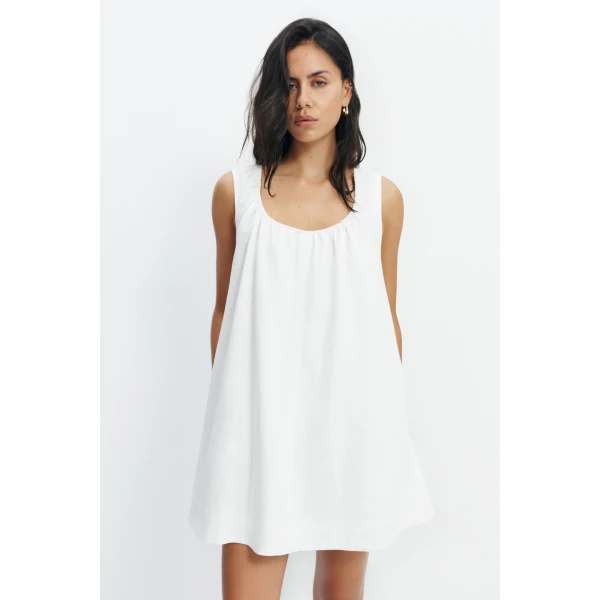 Aje Corine Linen Mini Dress in White | Mini Dresses | Coveti