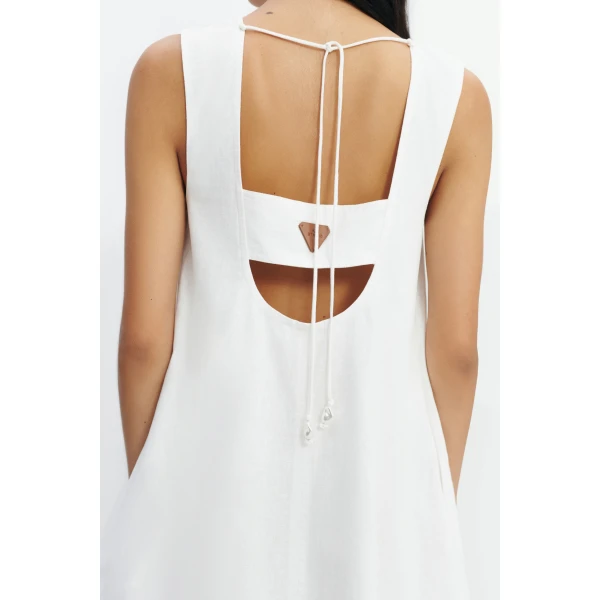 Aje Corine Linen Mini Dress in White | Mini Dresses | Coveti
