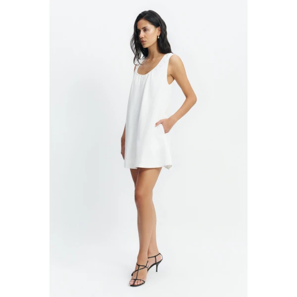 Aje Corine Linen Mini Dress in White | Mini Dresses | Coveti