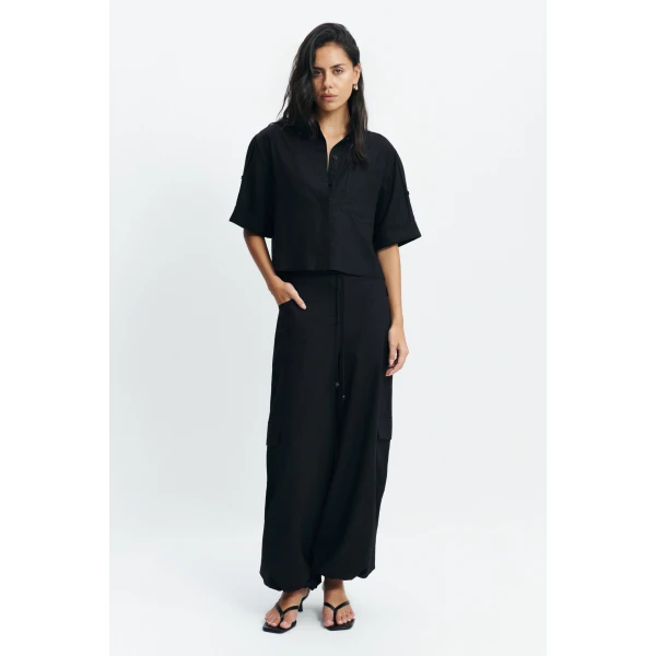 Aje Corine Relaxed Shirt in Black | Shirts | Coveti