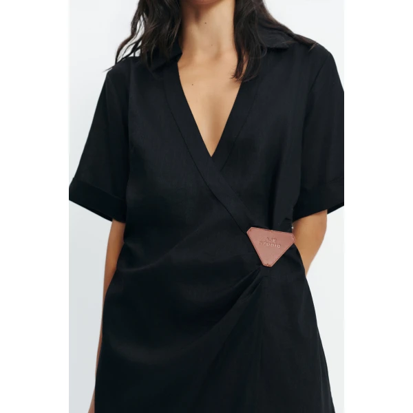 Aje Corine Wrap Midi Dress in Black | Midi Dresses | Coveti