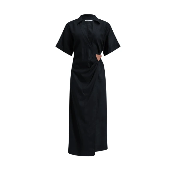 Aje Corine Wrap Midi Dress in Black | Midi Dresses | Coveti