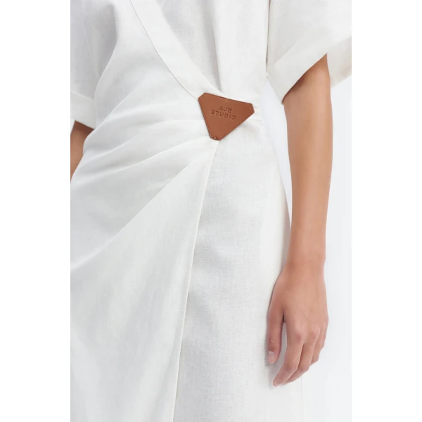 Aje Corine Wrap Midi Dress in White | Midi Dresses | Coveti