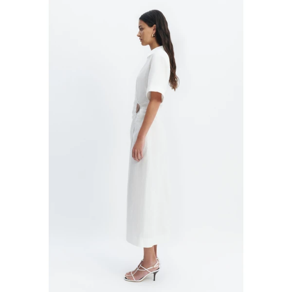 Aje Corine Wrap Midi Dress in White | Midi Dresses | Coveti