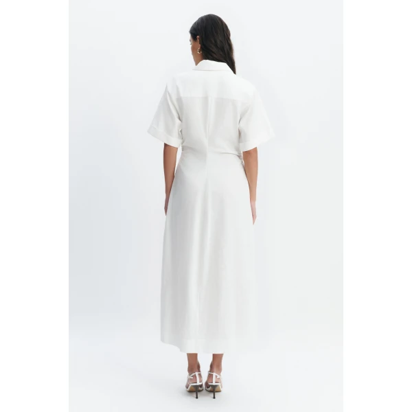Aje Corine Wrap Midi Dress in White | Midi Dresses | Coveti
