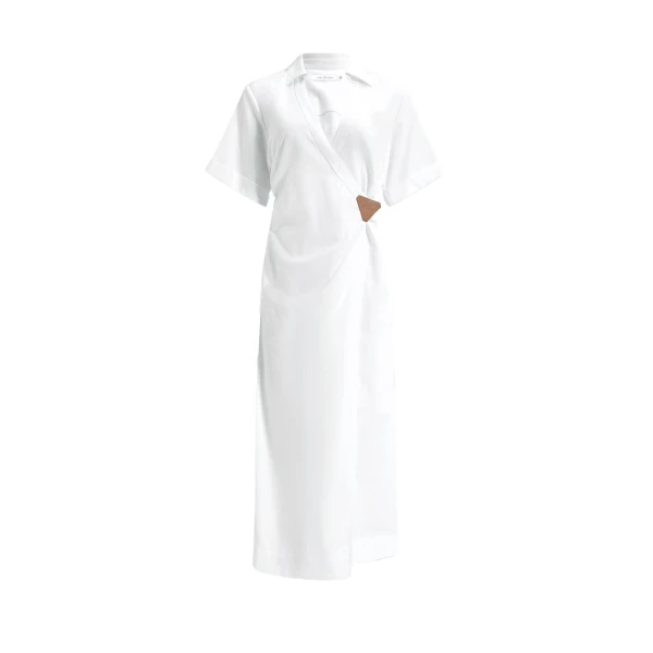 Aje Corine Wrap Midi Dress in White | Midi Dresses | Coveti