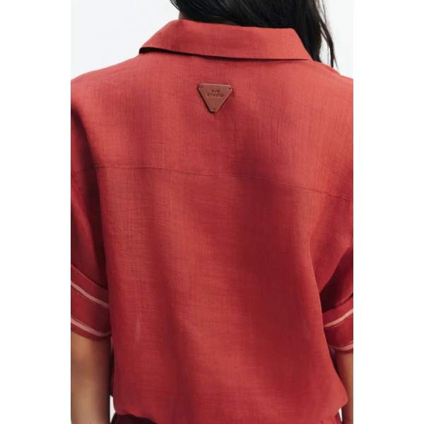 Aje Cove Bubble Hem Shirt in Claret | Shirts | Coveti