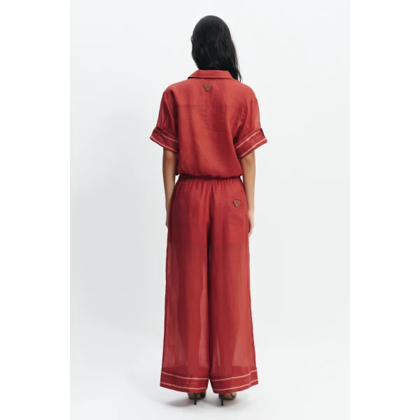 Aje Cove Bubble Hem Shirt in Claret | Shirts | Coveti