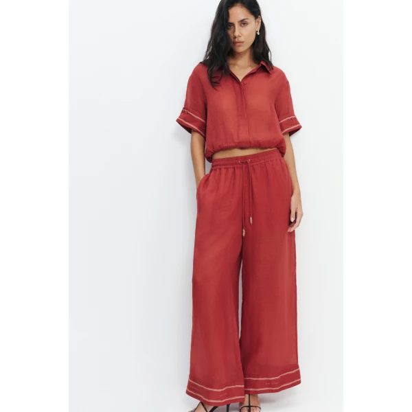 Aje Cove Bubble Hem Shirt in Claret | Shirts | Coveti