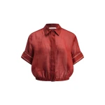 Aje Cove Bubble Hem Shirt Claret Aje Cove Bubble Hem Shirt in Claret | Shirts | Coveti