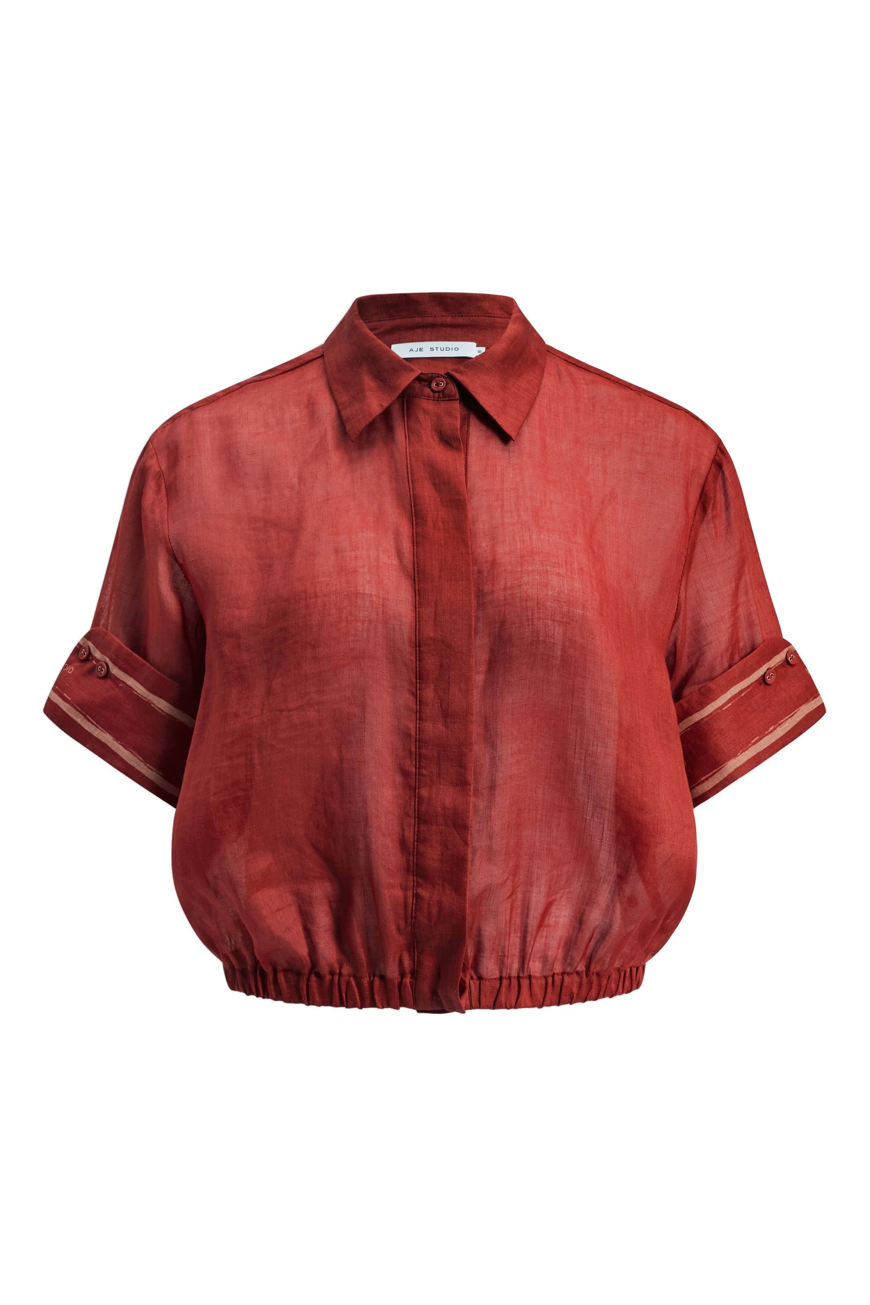 Aje Cove Bubble Hem Shirt Claret Aje Cove Bubble Hem Shirt in Claret | Shirts | Coveti