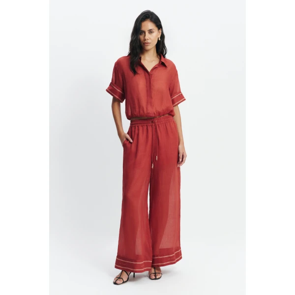 Aje Cove Relaxed Pant in Claret | Pants | Coveti