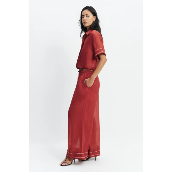 Aje Cove Relaxed Pant in Claret | Pants | Coveti