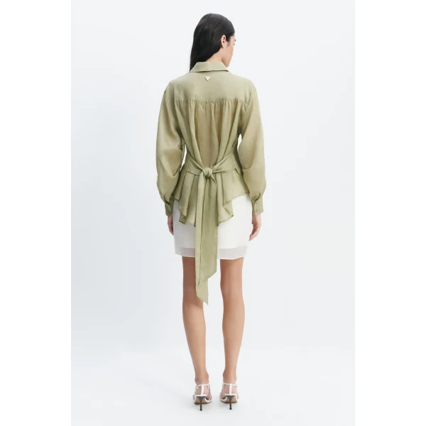 Aje Cove Tie Shirt in Pale Olive | Shirts | Coveti