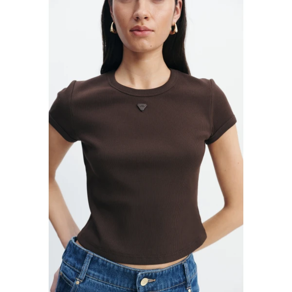 Aje Cowrie Baby Tee in Chocolate | T-shirts | Coveti