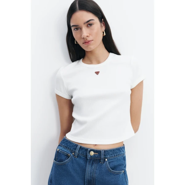 Aje Cowrie Baby Tee in White | T-shirts | Coveti