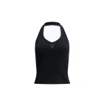 Aje Cowrie Halter Tank in Black | Tops | Coveti