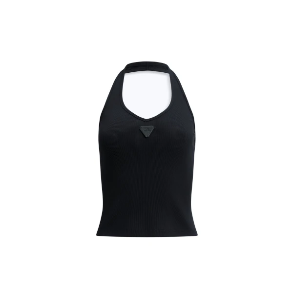 Aje Cowrie Halter Tank in Black | Tops | Coveti