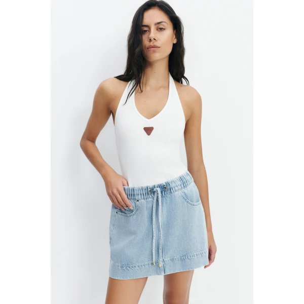Aje Cowrie Halter Tank in White | Tops | Coveti