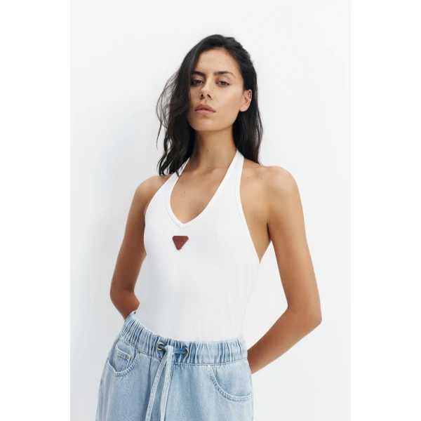 Aje Cowrie Halter Tank in White | Tops | Coveti
