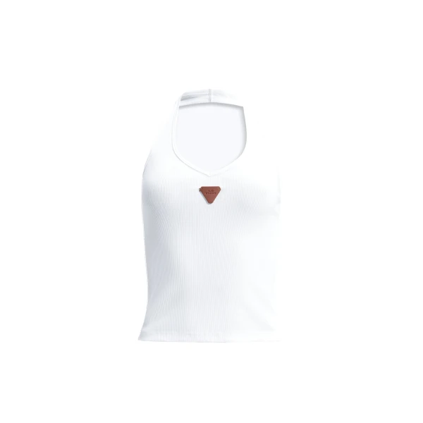 Aje Cowrie Halter Tank in White | Tops | Coveti