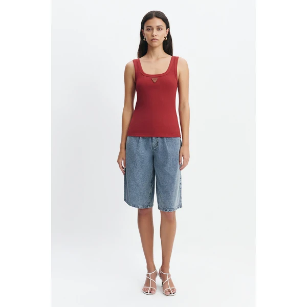 Aje Cowrie Scoop Tank in Claret | Tops | Coveti
