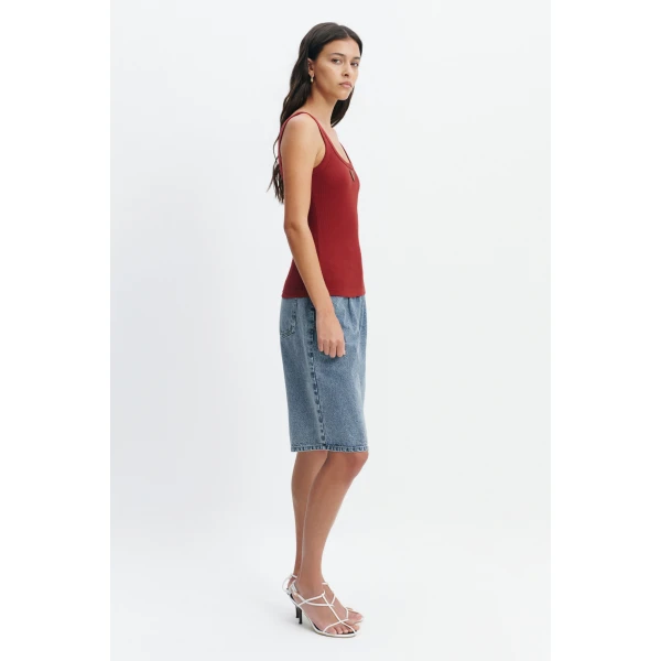 Aje Cowrie Scoop Tank in Claret | Tops | Coveti