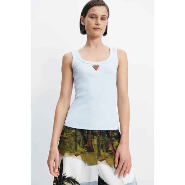 Aje Cowrie Scoop Tank in Powder Blue | Tops | Coveti