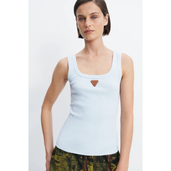 Aje Cowrie Scoop Tank in Powder Blue | Tops | Coveti