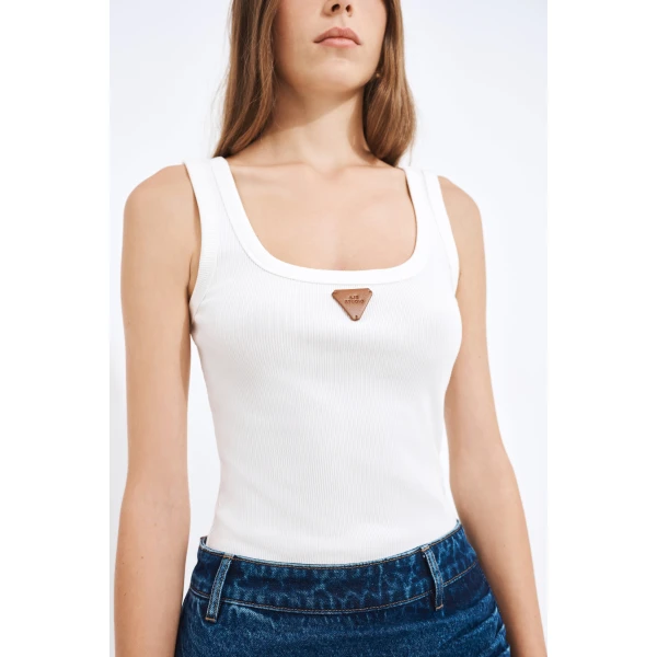 Aje Cowrie Scoop Tank in White | Tops | Coveti
