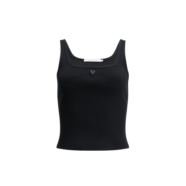 Aje Cowrie Square Neck Tank in Black | Tops | Coveti