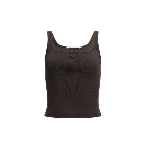 Aje Cowrie Square Neck Tank in Chocolate | Tops | Coveti