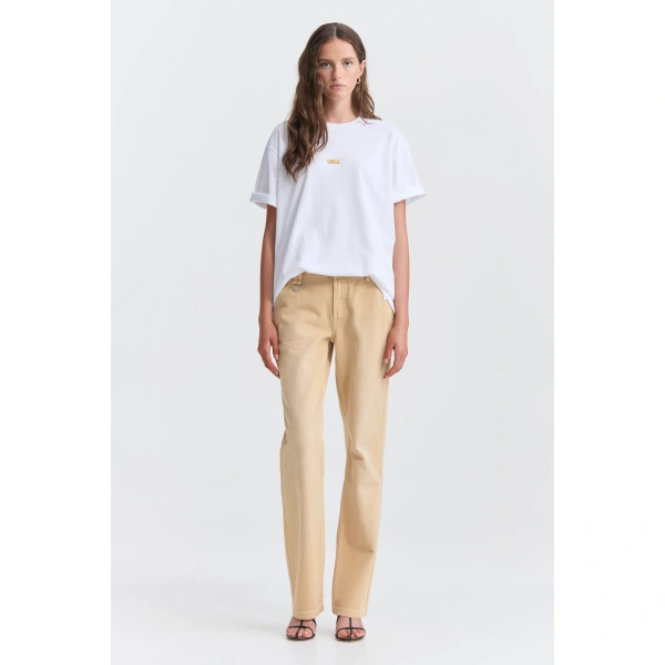 Aje Dakota Oversized Tee in White/Blue Heirloom | T-shirts | Coveti