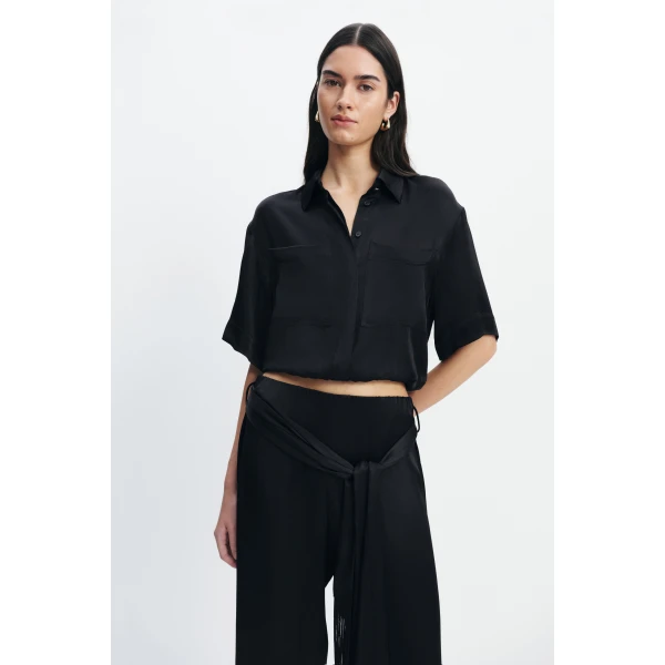 Aje Dawn Bubble Shirt in Black | Shirts | Coveti
