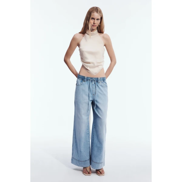 Aje Delora Denim Jeans in Sea Blue Wash | Pants | Coveti