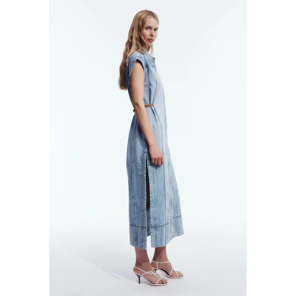 Aje Delora Denim Midi Dress in Sea Blue Wash | Midi Dresses | Coveti