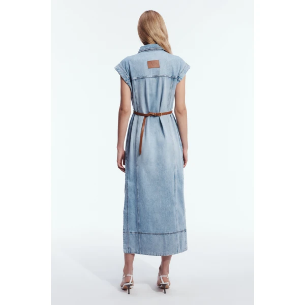 Aje Delora Denim Midi Dress in Sea Blue Wash | Midi Dresses | Coveti