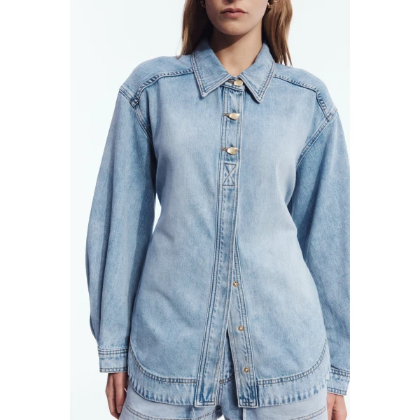 Aje Delora Denim Shirt in Sea Blue Wash | Shirts | Coveti