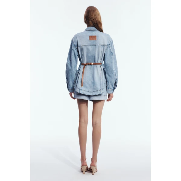 Aje Delora Denim Shirt in Sea Blue Wash | Shirts | Coveti