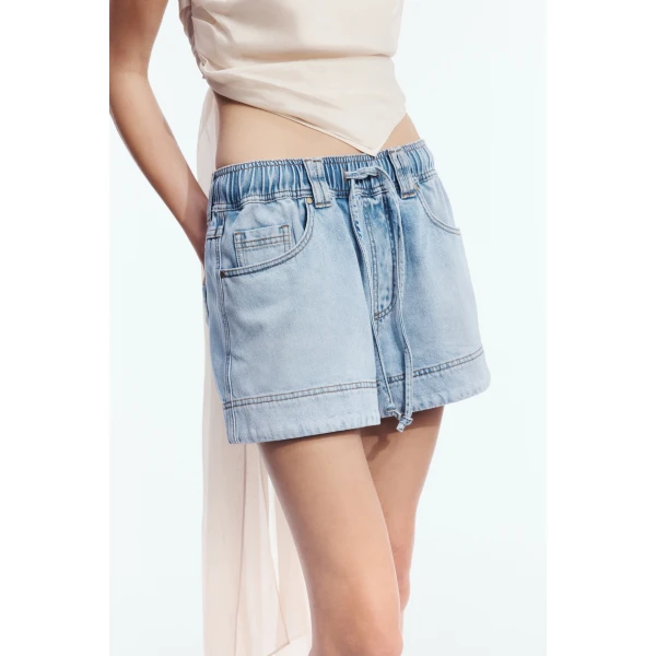 Aje Delora Denim Short in Sea Blue Wash | Shorts | Coveti
